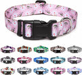 Mercano Adjustable Dog Collar - Special Design Patterns, Soft Nylon Comfortable Durable Pet Collar for Small Medium Large Dogs (M, Pink White Flower)