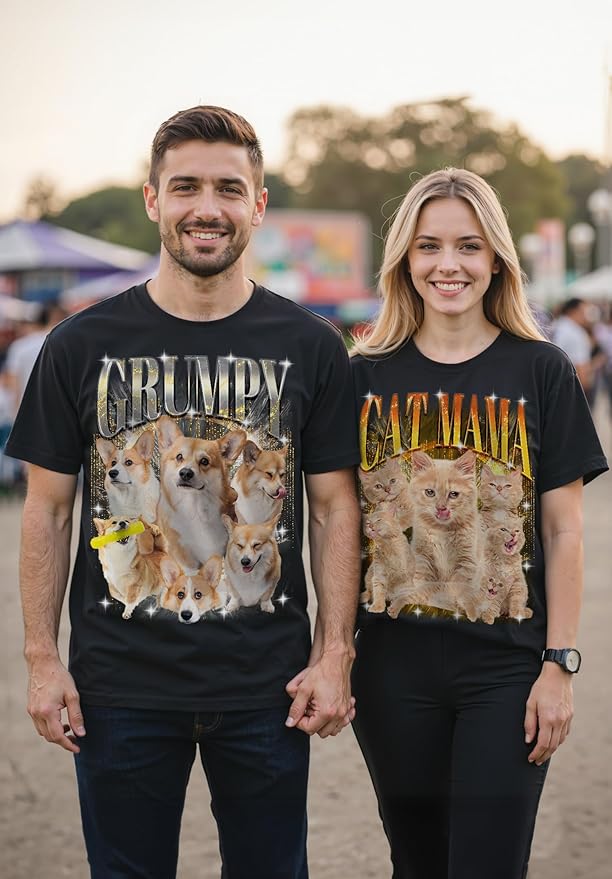 Custom Bootleg Rap Shirt with Photo Text, Vintage Custom Picture Shirt for Girlfriend, Boyfriend, Dad, Mom, Pet Lover Friend