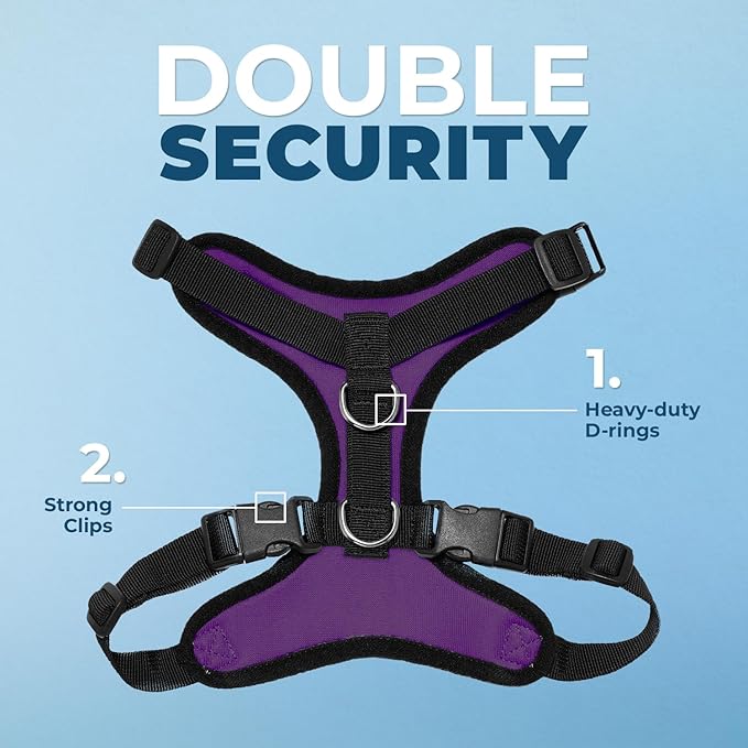 Voyager Step-in Pet Harness - All Weather Mesh, Adjustable Step in Harness for Cats and Dogs by Best Pet Supplies - Purple/Black Trim, XS