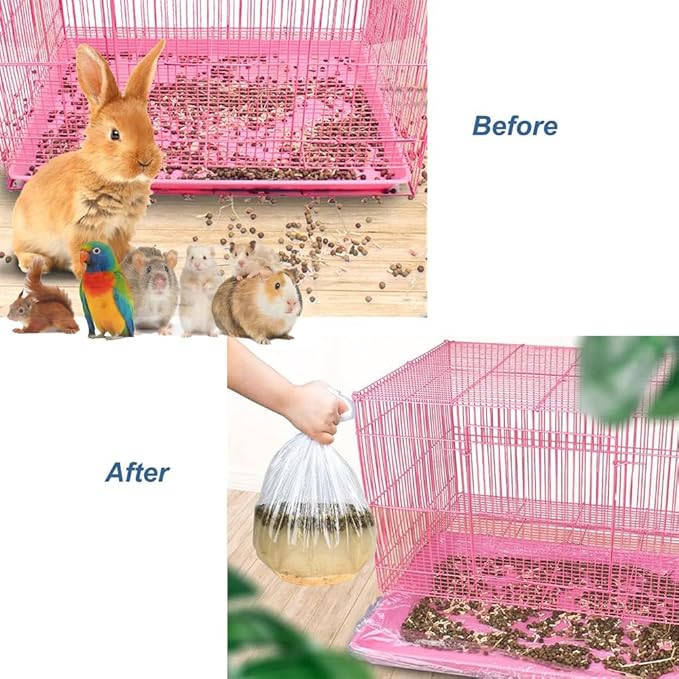 50 Pcs Disposable Rabbit Cage Liner Plastic Toilet Film Leak-Proof for Small Animals Bunny Guinea Pig Bird Cage Liners Litter Box Crate Tray Drawer Quick Cleanup Essentials Indoor (Extra Large)