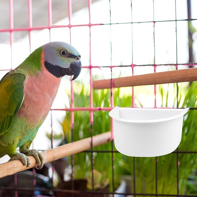 Bird Feeder, 2 Pcs Plastic Bird Food Feeder, Bird Water Cage Accessories, Hanging Bird Food Bowl Cups for Parrots Small Birds Pigeons Parakeet