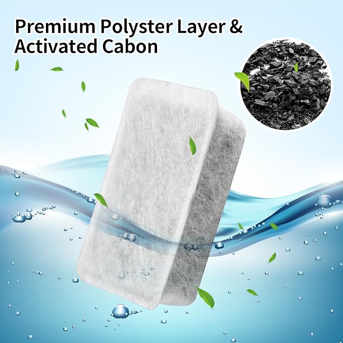 Pet Fountain Charcoal Water Filter Replacement, Dog Cat Water Bowl Filter Pet Water Filter Fit for Gravity Waterer Bowls Pack of 18