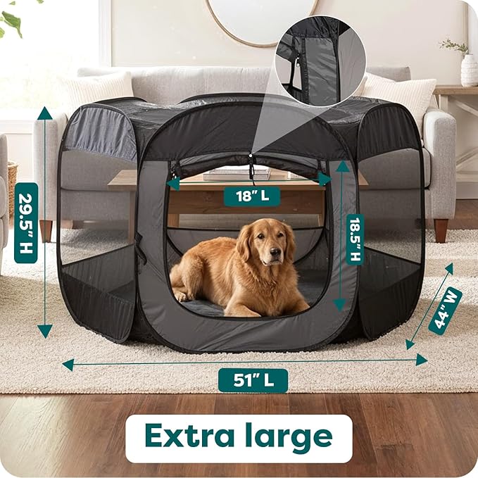 FurHaven Portable Pet Playpen for Dogs & Cats,Extra Large Indoor Kitten Playpen -Mesh Sides,Foldable Dog-Playpen for Small Dogs,Pop Up Travel Dog Pen,X-Large,Pet Crate with Mesh Sides,Gray,(Pack of 2)
