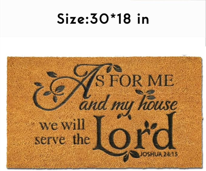 Coir Door Mat Outdoor Mats For Home Entrance,As FOR ME and My House We Will Serve The Funny doormats,Front Door mat,Indoor Entrance Embroidered Welcome Rubber Rugs Christmas Home Decoration 30”x 18”
