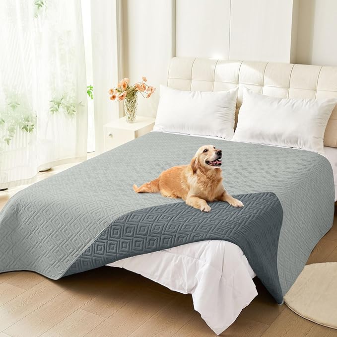 hyha Waterproof Dog Blanket, Soft Pet Bed Blankets, Waterproof Sofa Couch Cover for Dogs Washable, Reversible Pet Couch Covers for Sofa Furniture (52x82 Inch, Grey/Dark Grey)
