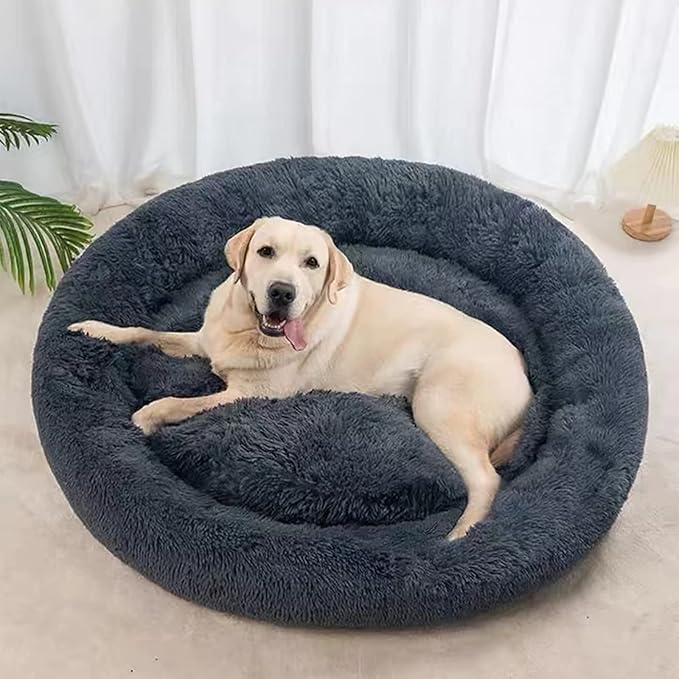 Nisrada Dog Bed for Small Medium Large Dogs, 30 inch Calming Dogs Bed, Washable-Round Cozy Soft Pet Bed for Puppy and Kitten with Slip-Resistant Bottom
