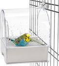 Coloch Hanging Bird Bath for Cage, Clear Bird Bathtub with Bottom Drawer 3 in 1 Multifunction Bird Bath/Bowl/House Bird Cage Accessory for Small to Medium Birds, Parrot, Cockatiel, Finch, Lovebird