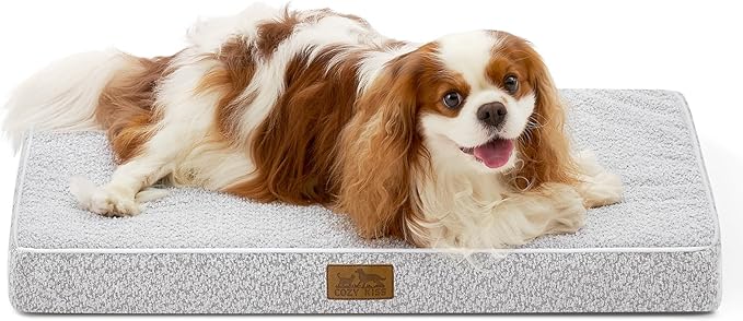 Dog Crate Bed for Medium Small Size Dogs, Rectangular Orthopedic Dog Beds, Foam Anti-Slip Bottom Pet Mat with Washable Removable Cover, Suitable for Pet Up to 40 lbs, 30x20x3 inch, Grey