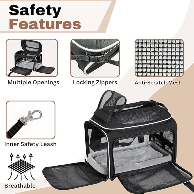 Airline Approved Top-Expanding Pet Carrier on Wheels- Rolling Carrier- Designed for Dogs & Cats- Extra Spacious Soft Lined Carrier! 18x11x11 (Original Mesh Sides)
