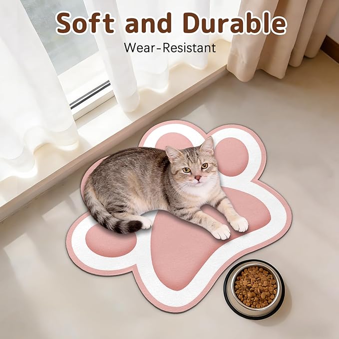 Dog Food Mat for Bowls, Absorbent Quick Dry Dog Cat Mats for Food and Water, Non-Slip Backing Pet Mat Pet Supplies - Pink 15.74 inch