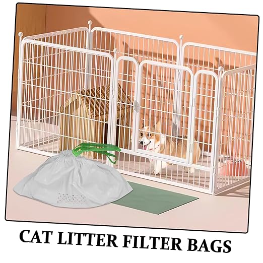 7pcs Cat Litter Filter Bags Easy to Use Pet Waste Pick-up Supplies for Litter Box Sturdy Material White Dimensions