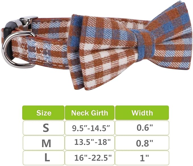 Faleela Soft &Comfy Bowtie Dog Collar,Detachable and Adjustable Bow Tie Collar,for Small Medium Large Pet (Large(Pack of 1), Blue and Whit)