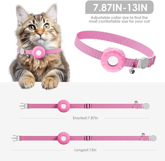 Cat Tracker, Lightweight Pet Tracker for Cats, Cat GPS Tracker Compatible with Apple Find My App(Only iOS), Real-Time Tracking, Precise Positioning, No Monthly Fee