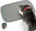Silicone Dog Food Mat with Side Pocket & Hook Hole, Soft Raised Edges, Easy Clean Waterproof Non-Slip Pet Feeding Mat for Cats and Dogs Water Bowl, Pets Accessories(24"x16",Grey)