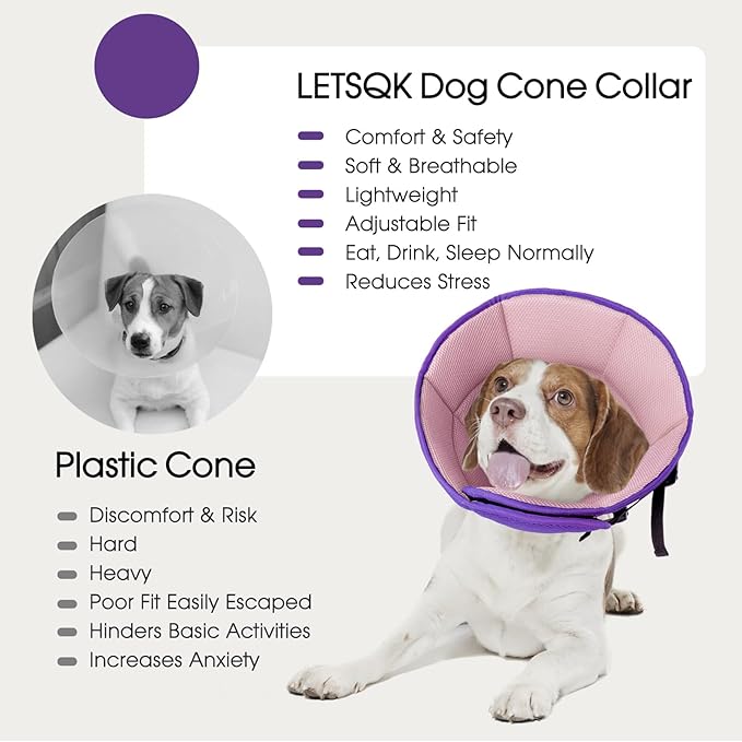 Dog Cone Collar After Surgery, Soft Cone for Small Dogs to Stop Licking, Adjustable Elizabethan Collar for Dogs, Lightweight Breathable Dog Recovery Cones for Wound Healing & Hot Spots