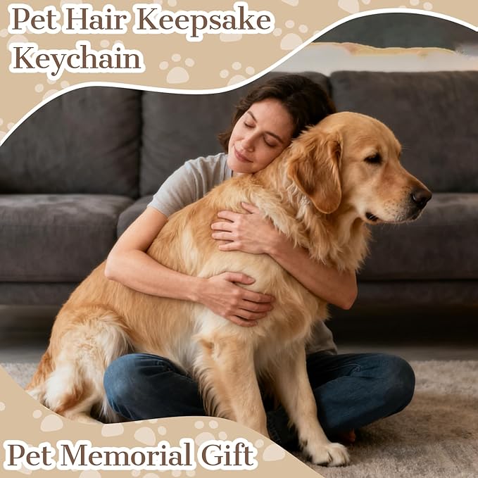 Eunigem Personalized Pet Memorial Gifts for Dogs Cats-Custom Dog Hair Keychain Paw Keychains for Dog Fur-Shaped Leather Keychain,Remembrance Accessory Pet Hair Keepsake for Bag or Key (Color-12)