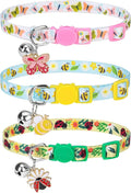 PUPTECK Spring Breakaway Cat Collars with Bell - 3 Pack Pet Collar with Cute Pendants for Girl Boy Kitten Puppy and Small Pets