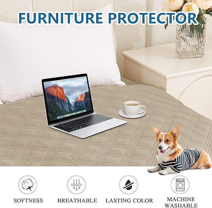 hyha Waterproof Dog Blanket, Reversible Pet Bed Blanket, Soft Sofa Couch Cover for Dogs Washable, Waterproof Pet Couch Covers for Sofa Puppy Cats Furniture Protector(30"x53", Taupe/Taupe)