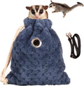 Sugar Glider Bonding Pouch - Soft Sleeping Pouch with Breathable Vent & Drawstring Portable Travel Bag Small Animal Carrier for Sugar Glider Squirrel Hamster Rats Hedgehog Bird Parrot (Blue)