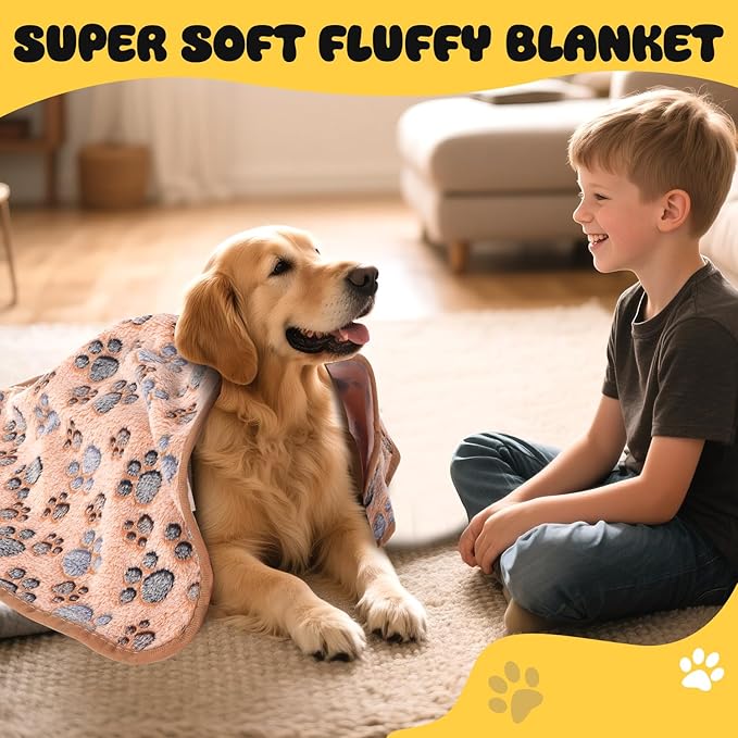 4 Pack Premium Soft Pet Blankets Washable, 23" x 16" Flannel Blankets for Dog Puppy Cat, Brown/Pink/White/Coffee