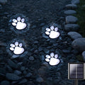 Paw Print Solar Lights - Set of 4 Pack Dog Animal Lights Waterproof,Paw Print Solar Lighting Outdoor Garden, Pet Lover’s Garden Path Lighting, Walkway Lighting for Yard (Cool White)