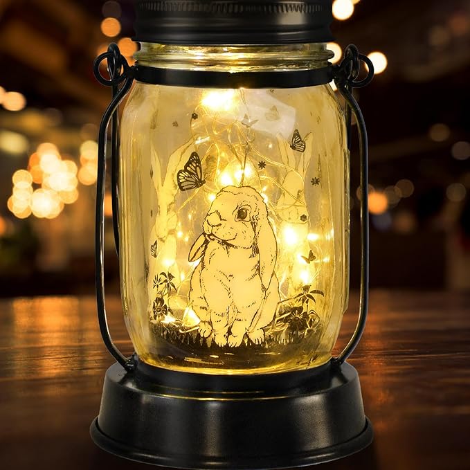 kyoryuger Bunny Gifts for Women/Men Bunny Lovers Solar Lantern Mom Birthday, Mothers Day, Animal Solar Lantern Garden Decoration Lights Outside for Yard, Patio,Backyard,Porch, Torches