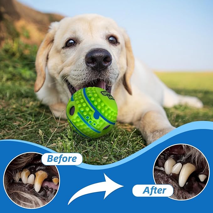 Spiky Interactive Dog Toys Ball, Shaking with Gibbering Sound, for Training, Teeth Cleaning & Herding, Straight, L, 3.94 in (10 cm)