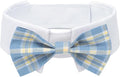 Segarty Dog Bow Tie Neck Girth 10.2-12.6in, Adjustable Blue Plaid Bowtie Collar for Dogs, Medium Dog Tie Tuxedo Comfortable Cotton Boy Pet Grooming Accessory for Formal Wedding Holiday Birthday Party