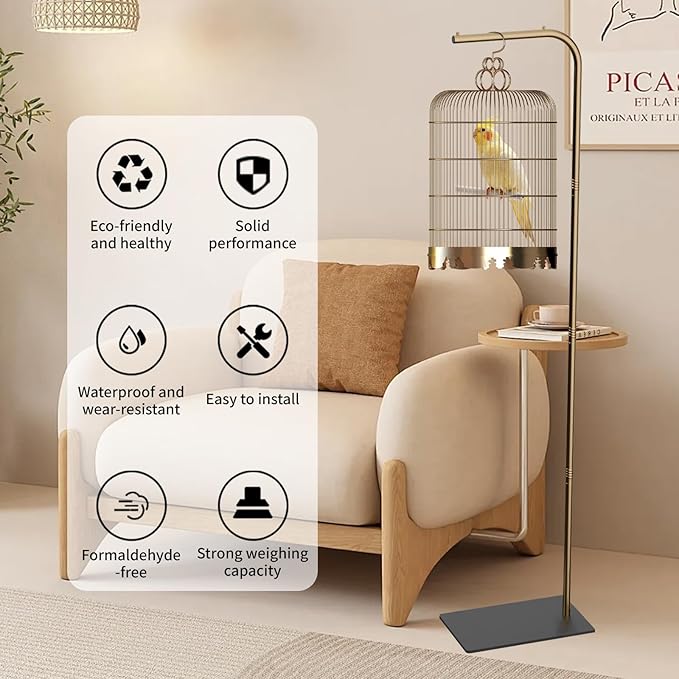 TBTFW 67 Inch High Hanging Bird Cage, Bird Cage Stand, Feeder Stand with Base, Suitable for Hanging Various Types of Birdcages(Weight Limit: Within 35 Pounds)