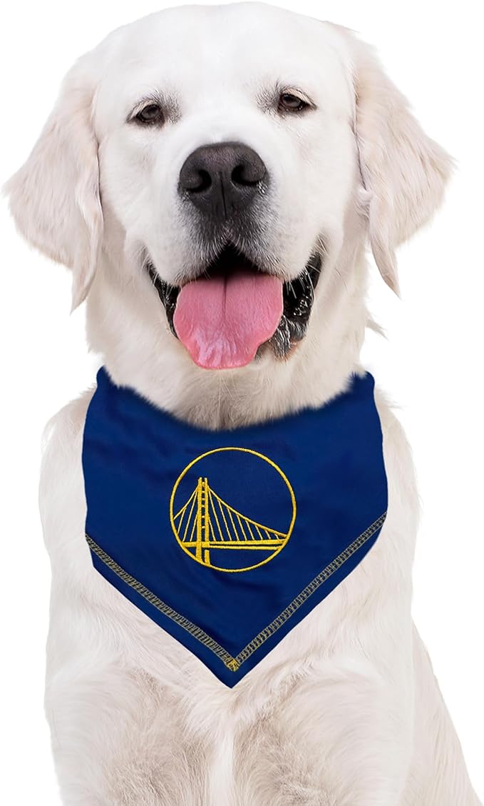 Pets First NBA Golden State Warriors TIE Bandana, Size Small/Medium. Dog Bandana Scarf Bib for Pet Cat Dog. The Ultimate Game-Day, Party Bandana
