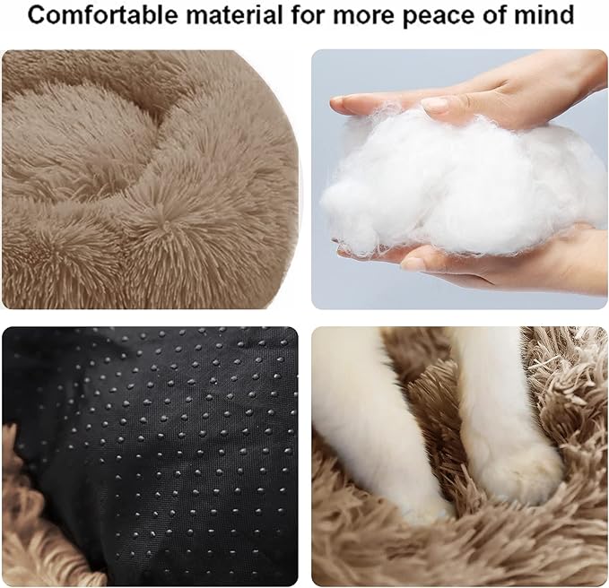 Dog Bed for Small Medium Large Dogs, 27 inch Calming Dogs Bed, Washable-Round Cozy Soft Pet Bed for Puppy and Kitten with Slip-Resistant Bottom