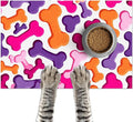 Colorful Dog Bone Pattern Pet Food Mat for Dog Food and Water Bowl Pet Feeding Bowl Mats for Pet Feeding Areas Funning Easy Clean Fast Dry Cat Water Bowl Mat 24" x 16"