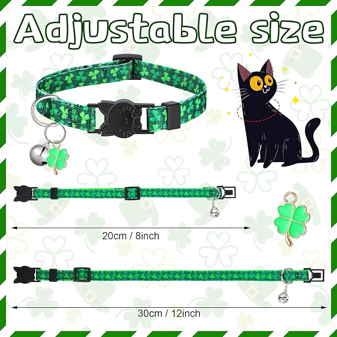 Talltalk 15 Pcs Holiday Cat Collars St. Patrick's Day Easter Adjustable Breakaway Cat Collars Bundle with Plastic Buckle for Independence Day Seasonal Holiday Pet Kitten