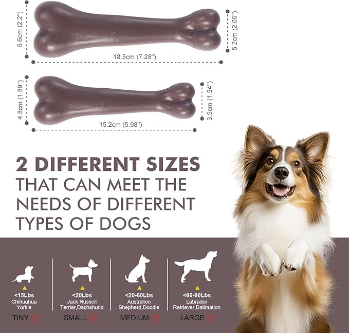 2 Pack Durable Dog Chew Toys for Aggressive Chewers-Puppy Teething Toys, Long-Lasting Dog Bones for Medium & Large Breeds-Indestructible Chew Toys for Dogs to Keep Them Busy & Support Dental Health