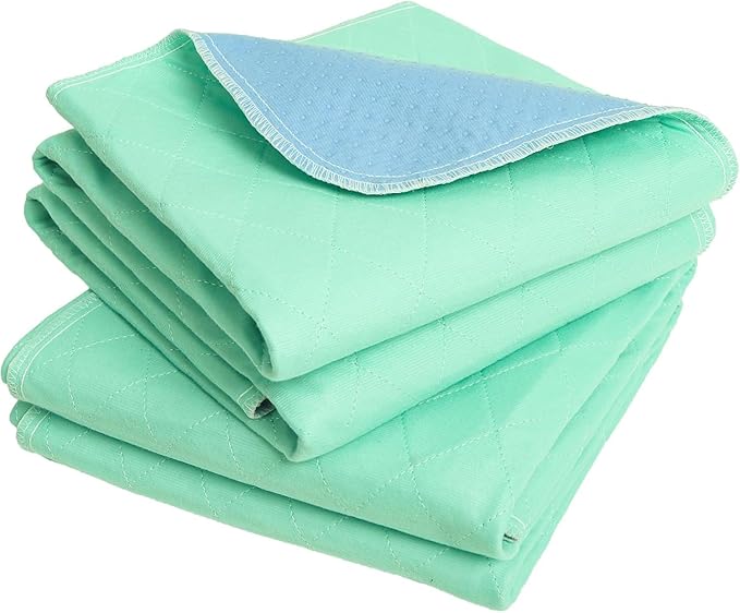 OUTCREATOR® Washable Bed Pads 34" x 36" (Pack of 4), Incontinence Mattress Protector, Anti-Slip Waterproof Underpads for Adults Kids Elderly Pets, Absorbency & Reusable Bedwetting Pads (Solid Green)