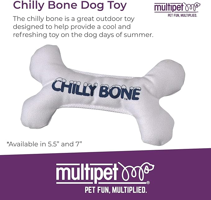 Multipet Chilly Bone Dog Toy - Vanilla-Scented Canvas Freezable Teething Toys - Frozen Toy for Chewing & Playing - Freezable Dog Toys (1 Count, 5.5”)