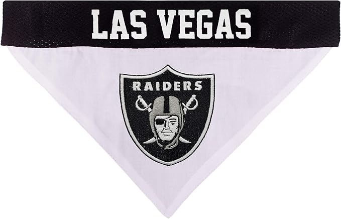 Pets First NFL LAS Vegas Raiders Reversible Bandana Size XX-Large for Dogs & Cats. 2 Sided Sports Bandana, Premium Embroidery Team Logo, Many NFL Teams Available