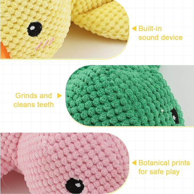 Dog Toys for Aggressive Chewers,2025 Upgraded Dog Chew Toys for Small Large Dogs,Indestructible Puppy Teething Toys,Plush Yellow Stuffed Duck Toy (Green, Large)
