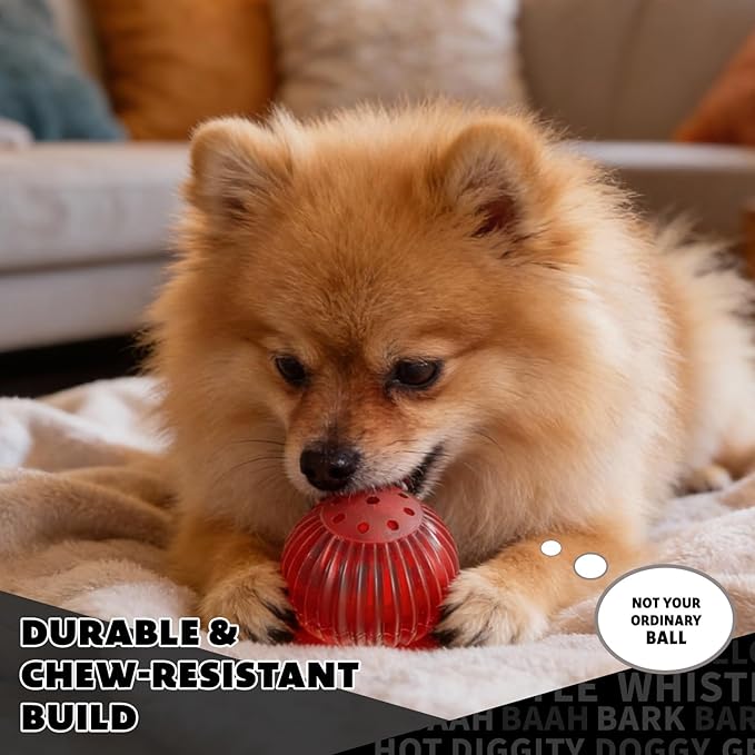 Pet Qwerks Blinky Babble Ball - Flashing Interactive Chew Dog Toy - Small