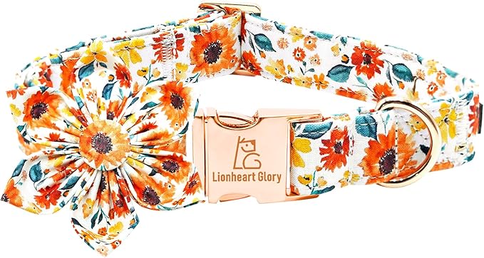 Lionheart Glory Floral Dog Collar with Flowers - Soft, Durable & Adjustable for Large Dogs