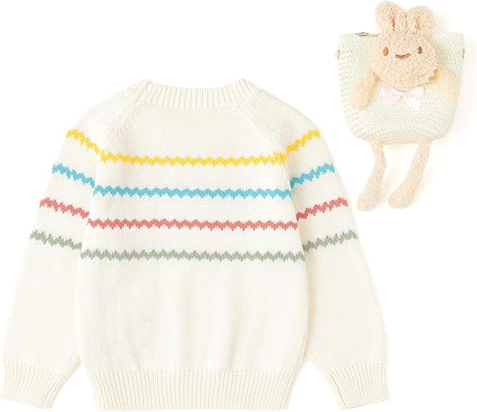 Simplee kids Baby Girl Knit Sweater with Bear in The Pocket Toddler Pullover Sweater Cute Fall Winter Clothes