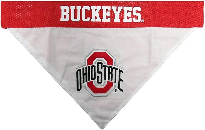Pets First Collegiate Pet Accessories, Reversible Bandana, Ohio State Buckeyes, Small/Medium,Red/White