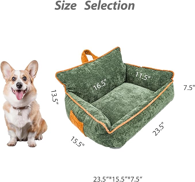 Orthopedic Dog Bed with Memory Foam, Washable Plush Pet Bed for Small, Medium & Large Dogs, Cozy Bolster Crate Dog Bed for Joint Support & Comfort.(Green)