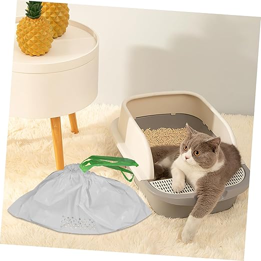 Mipcase 7pcs Cat Litter Filter Bags for Easy Cleanup Design Automatic Closing Feature for Cat Litter Boxes White