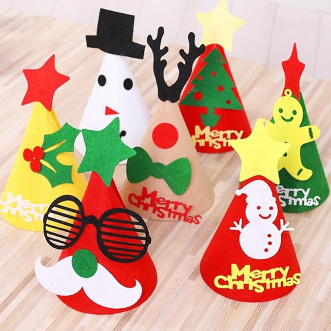 5 Pcs Christmas Dog Hats Cute Cats Party Hats Pet Set Dogs Santa Hats Puppies Kittens Grooming Accessories Costumes. (Small Christmas B)