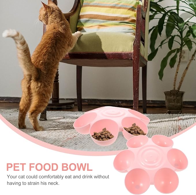 Multipurpose Flowers Pet Feeding Bowl 14.17 Inch Plastic Cat Feeder Dog Treats Dispenser Indoor Smooth Surface Easy to Clean