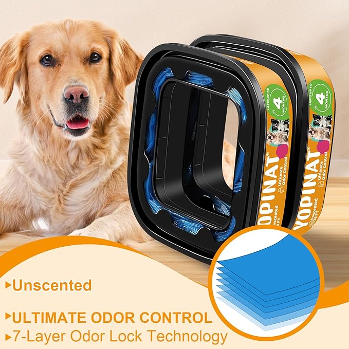 2 IN 1 Genie Refill Bags for Dog Cat 2 Pack - Total 56FT Lasts Up to 8 Months - Superior Odor Control for Dog Poop Cat Litter Bags - Pet Waste Refill Bags Fits Pet Genie and Litter Genie Pails