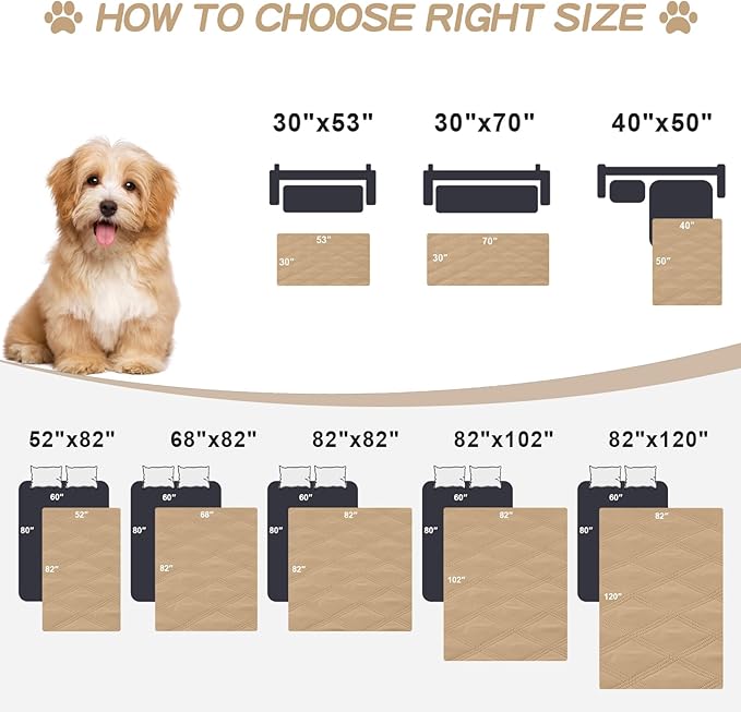 Smiry Waterproof Dog Bed Cover Blanket 40x50, Soft Reversible Pet Blanket, Washable Leakproof Cats Dogs Couch Cover for Sofa, Couch, Furniture, Camel/Beige