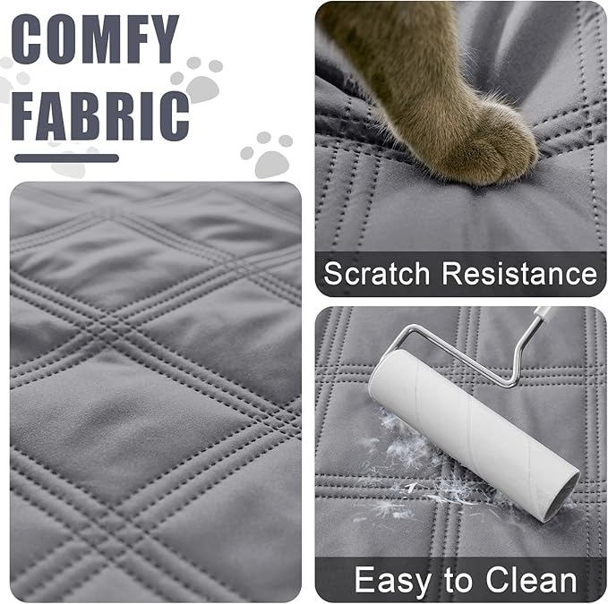 Smiry Waterproof Dog Bed Cover Blanket 82x120, Soft Reversible Pet Blanket, Washable Leakproof Cats Dogs Couch Cover for Sofa, Couch, Furniture, Grey/Light Grey