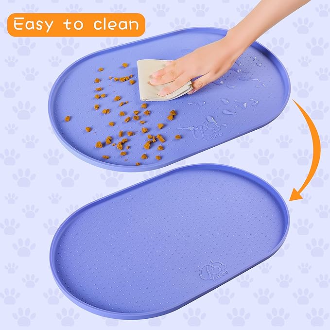 100% Waterproof 1.0" Raised Edge BPA Free Silicone Dog Food Mat, Pet Cat Feeding Mats Contain Spills Protects Floors, Placemats for Cats and Dogs Water Bowl Dishwasher XXL Large.